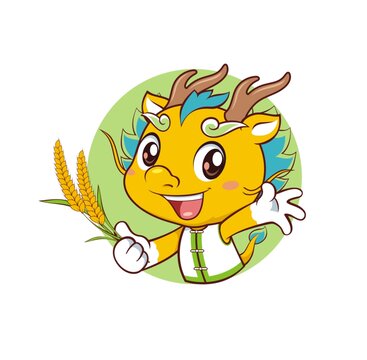 卡通可愛小龍農(nóng)夫頭像矢量圖