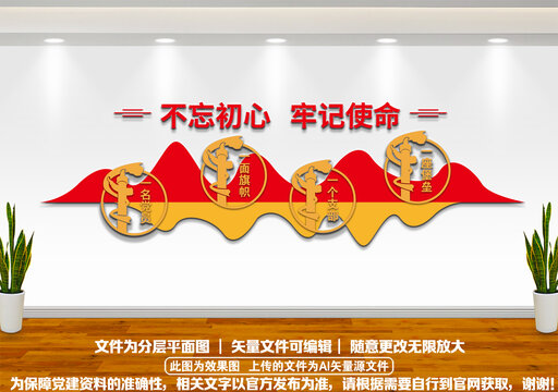 不忘初心牢記使命黨建樓梯墻
