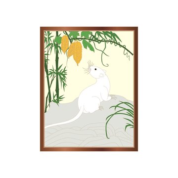 矢量中國傳統(tǒng)紋飾十二生肖之子鼠