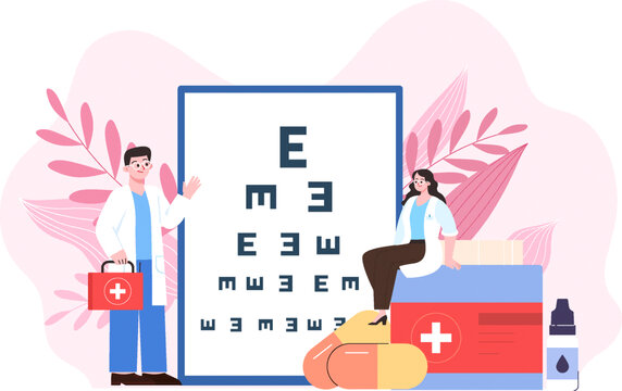 愛眼日眼睛檢查眼科疾病醫(yī)生插畫