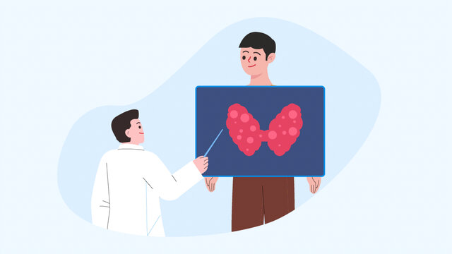 醫(yī)生檢查甲狀腺插畫