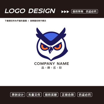 卡通貓頭鷹logo標(biāo)志