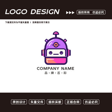 卡通機器人logo標志
