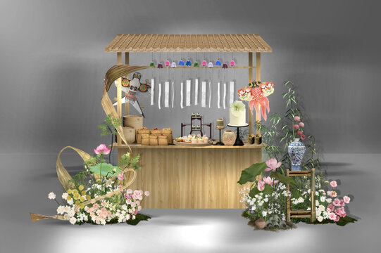 香檳色中式婚禮甜品區(qū)木架