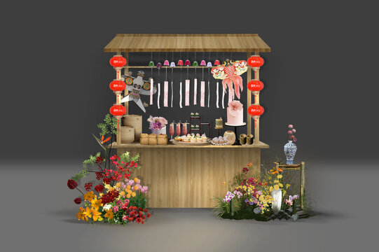 中式婚禮甜品區(qū)蒸籠燈籠