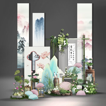 新中式婚禮生日宴迎賓區(qū)效果圖