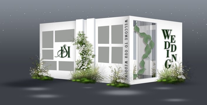 白綠韓式婚禮通道迎賓效果圖