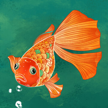 國(guó)風(fēng)線性金魚(yú)插畫(huà)