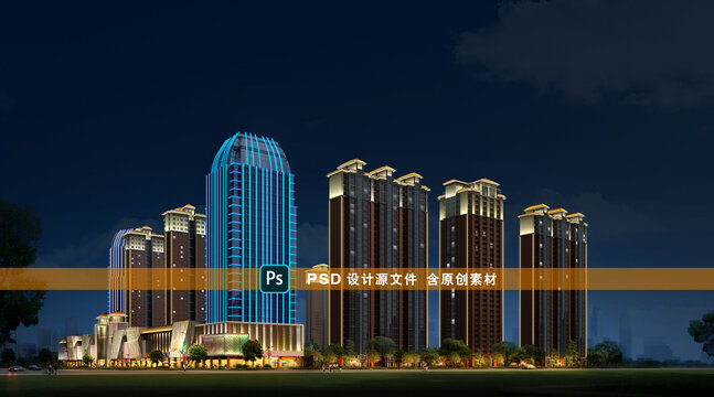 大廈樓群亮化夜景