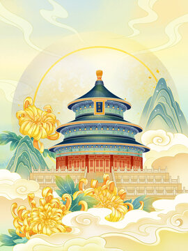 北京天壇祈年殿插畫