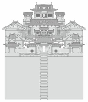 矢量格式的襄垣仙堂山古建