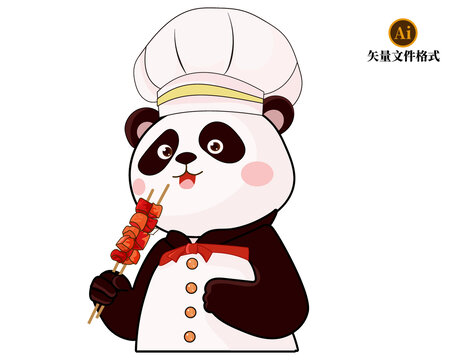 烤串熊貓可愛素材
