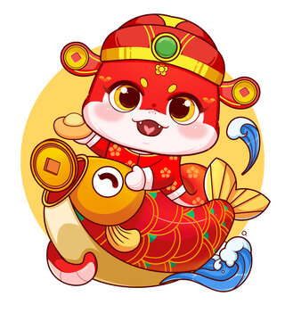 蛇年年年有余門(mén)貼