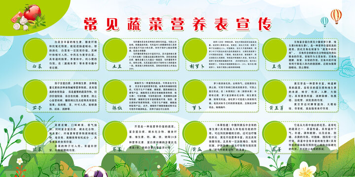 蔬菜營養(yǎng)表宣傳