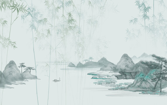 新中式竹子背景