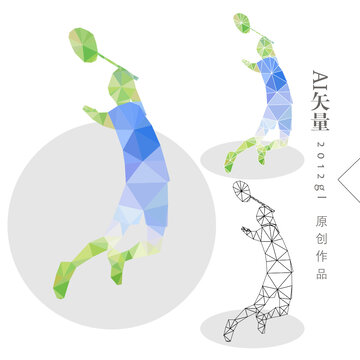 羽毛球運(yùn)動(dòng)低多邊手繪