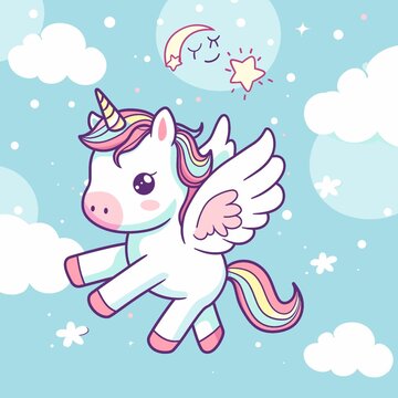 可愛(ài)獨(dú)角獸矢量圖案