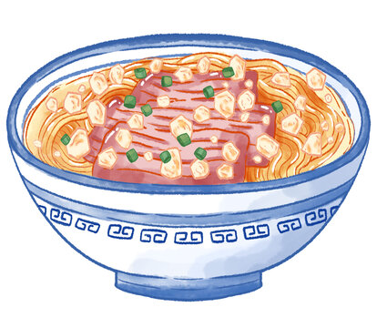 羊肉泡饃手繪插畫