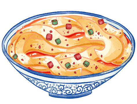 油潑面手繪插畫