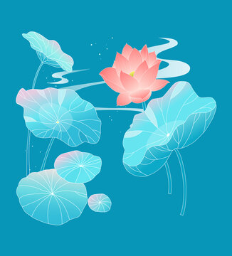 藍(lán)色荷花插畫