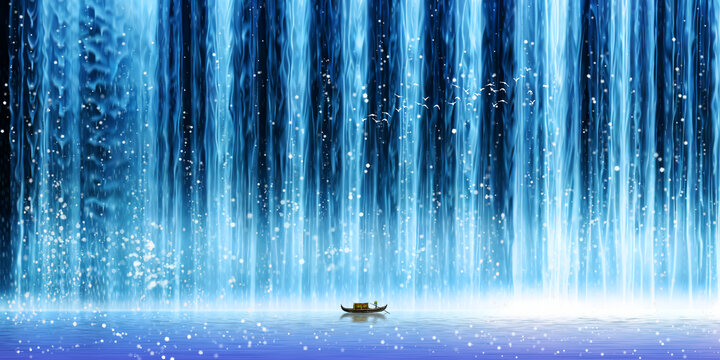 招財(cái)瀑布背景墻