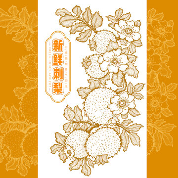 原創(chuàng)新鮮刺梨版畫分層源文件