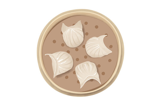蝦餃美食插畫