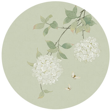 古風(fēng)白色繡球花