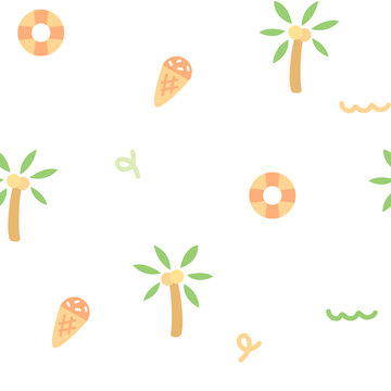 清新夏季假日四方連續(xù)圖案