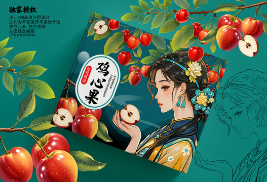 雞心果禮盒插畫