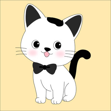 黑白簡(jiǎn)筆畫(huà)貓咪圖案插畫(huà)