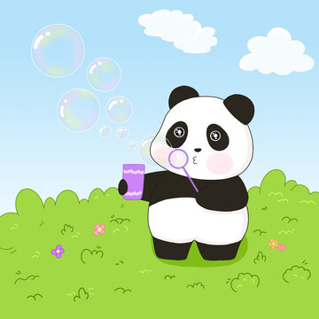 吹泡熊貓