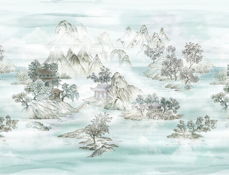 山水背景畫