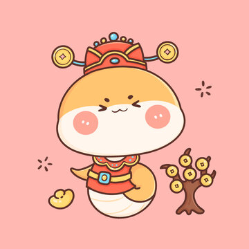 卡通蛇系列插畫1月