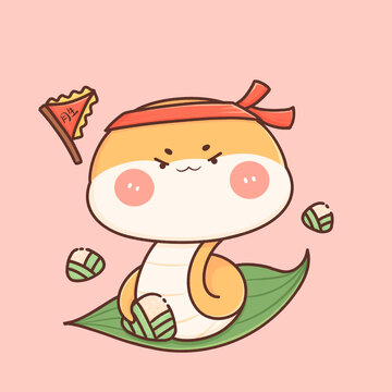 卡通蛇系列插畫5月
