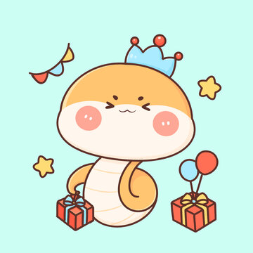 卡通蛇系列插畫(huà)6月