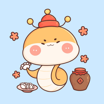 卡通蛇系列插畫12月
