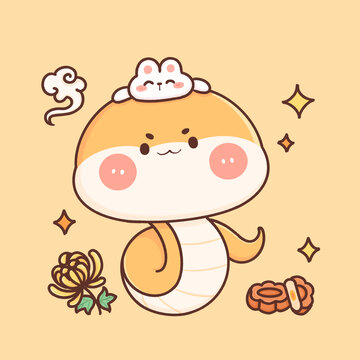 卡通蛇系列插畫10月