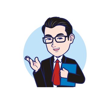 卡通中年法官頭像矢量圖