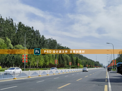 道路路燈燈籠雙邊