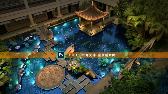 學(xué)校景觀涼亭水池亮化