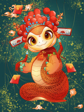 蛇年生肖形象紅包喜慶主題插畫