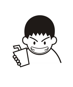 卡通可愛男孩喝奶茶頭像矢量圖