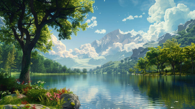 寧靜的湖光山色