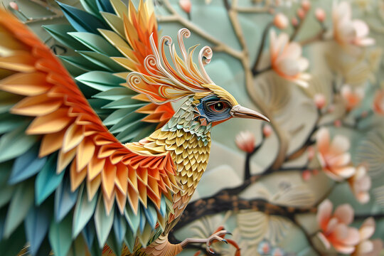 彩色紙藝鳥