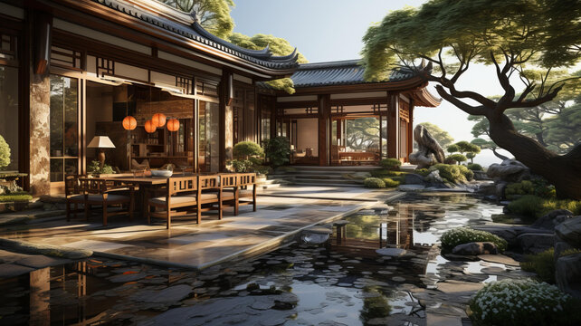 帶花園景觀的庭院