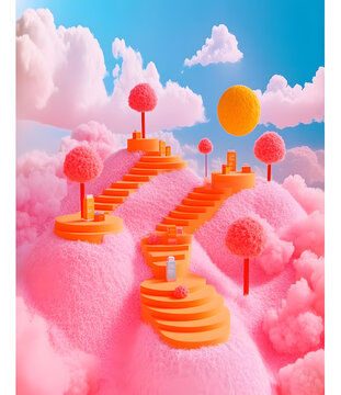 云層中的階梯3D