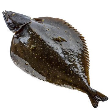 [免摳素材]白色背景上的新鮮完整比目魚