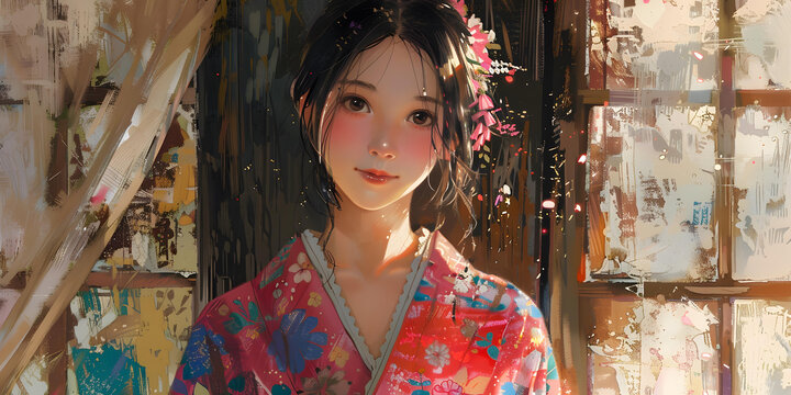 身穿和服的日本