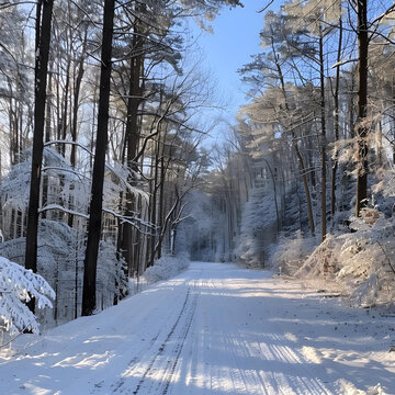 白雪皚皚的鄉(xiāng)村公路